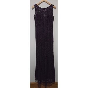 Laura Womens Purple Sequin Lace Sleeveles Evening Gown Dress Size 6 Formal 3523K